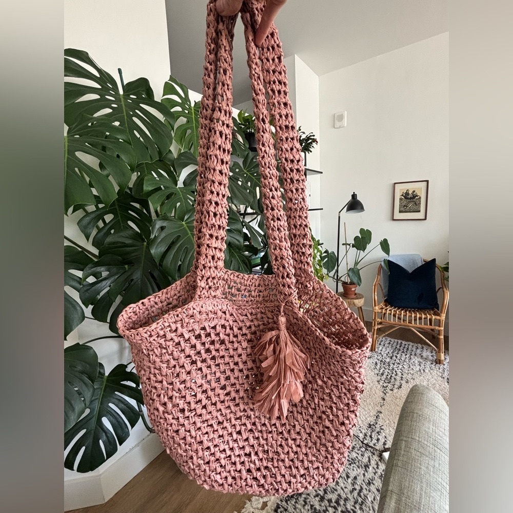 Straw Blush Pink Tote Bag